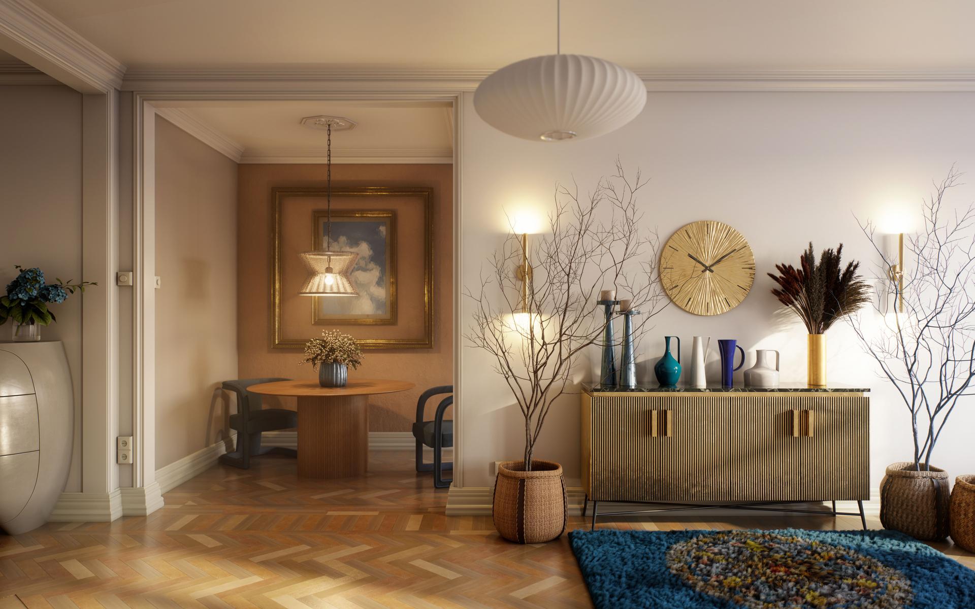 Sophisticated Mid-Century Modern Living Room with Contemporary Accents